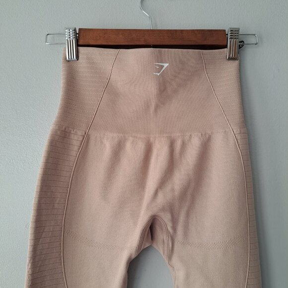 Gymshark Beige Energy + Seamless Womens Leggings Size XS/Small Sport Athltetic - Picture 8 of 15